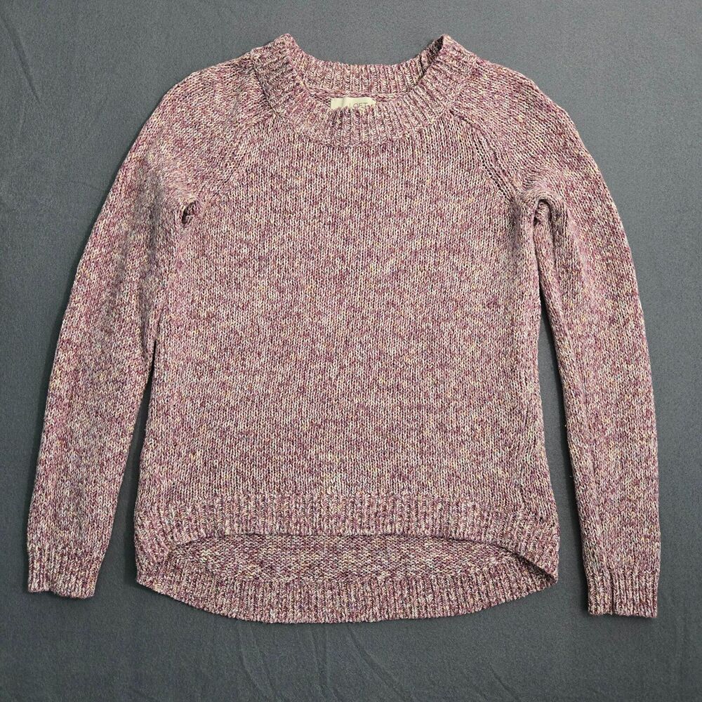 LOFT Sweater Women S Multi Purple Stockinette Knit Pull Over